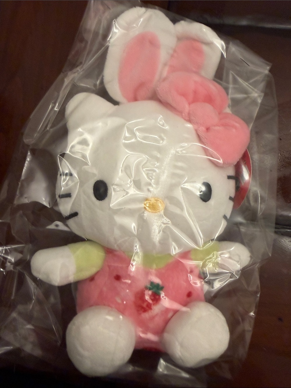 Hello Kitty White & Pink Bunny-Eared Plush Strawberry Dress by Hello Kitty
